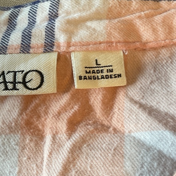 Cato Peach and Black Plaid Button Down Shirt - Picture 7 of 9